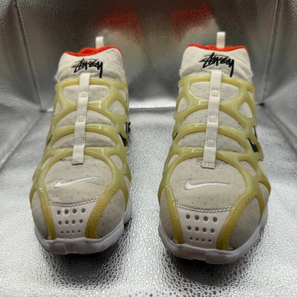 Size 9.5 Nike Air Zoom Spiridon Kukini x Stussy White Black Sneakers CJ9918-100 - Picture 3 of 14